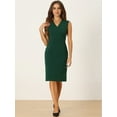 thumbnail image 4 of DARING DIVA Pencil Sleeveless Wrap V Neck Belted Office Dresses S Dark Green, 4 of 6