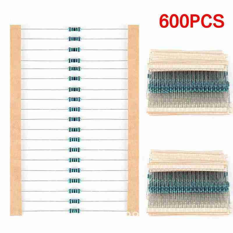 1/4W Metal Film Resistor Kit 10Ω to 1MΩ Value 30 Mixed Packaging 1% Total 600Pcs 