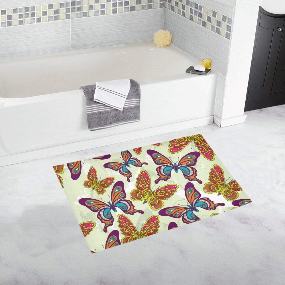 CADecor Butterflies Non-Slip Bath Mat Rug Bath Doormat Floor Rug 30x18 ...