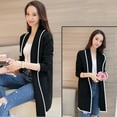 thumbnail image 3 of 2022 Women Lapel Casual Solid Color Plus Velvet Jacket Long Sleeve Loose Cardigan Warm Long Fleece Coat Cardigan Women Sweater, 3 of 5