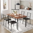 thumbnail image 3 of YUSAZENS 5 Piece Dining Set, Metal Frame Table & 4 Chairs, Compact Dinette Set for Kitchen Dining Room Small Apartment Walnut, 3 of 8