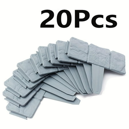 10/20pcs No-Dig Faux Stone Landscape Edging - Plastic Interlocking Stones for Lawn Borders, Patio & Garden, Gray Concrete-Look Decorative Ground Cover, Easy Install Outdoor Yard Protection