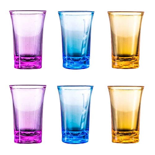 LAVOECO 6 Pack Colored Acrylic Plastic Shot Glasses Perfect for Shot Dspenser, Bars, Parties