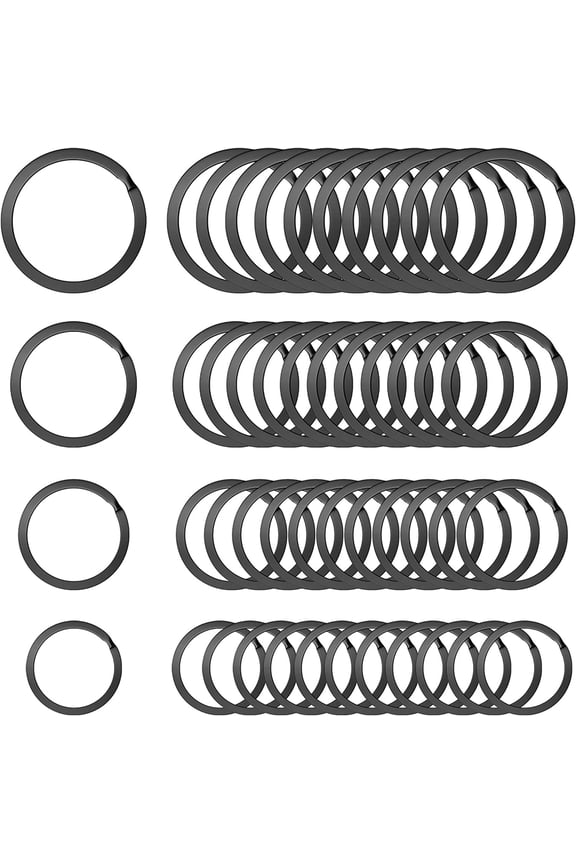 60PCS Key Rings Bulk,Flat Keychain Ring Split Key Ring for Home Car Keys (0.98INCH, 1.10INCH, 1.25INCH, 1.37INCH)(Gun Black)