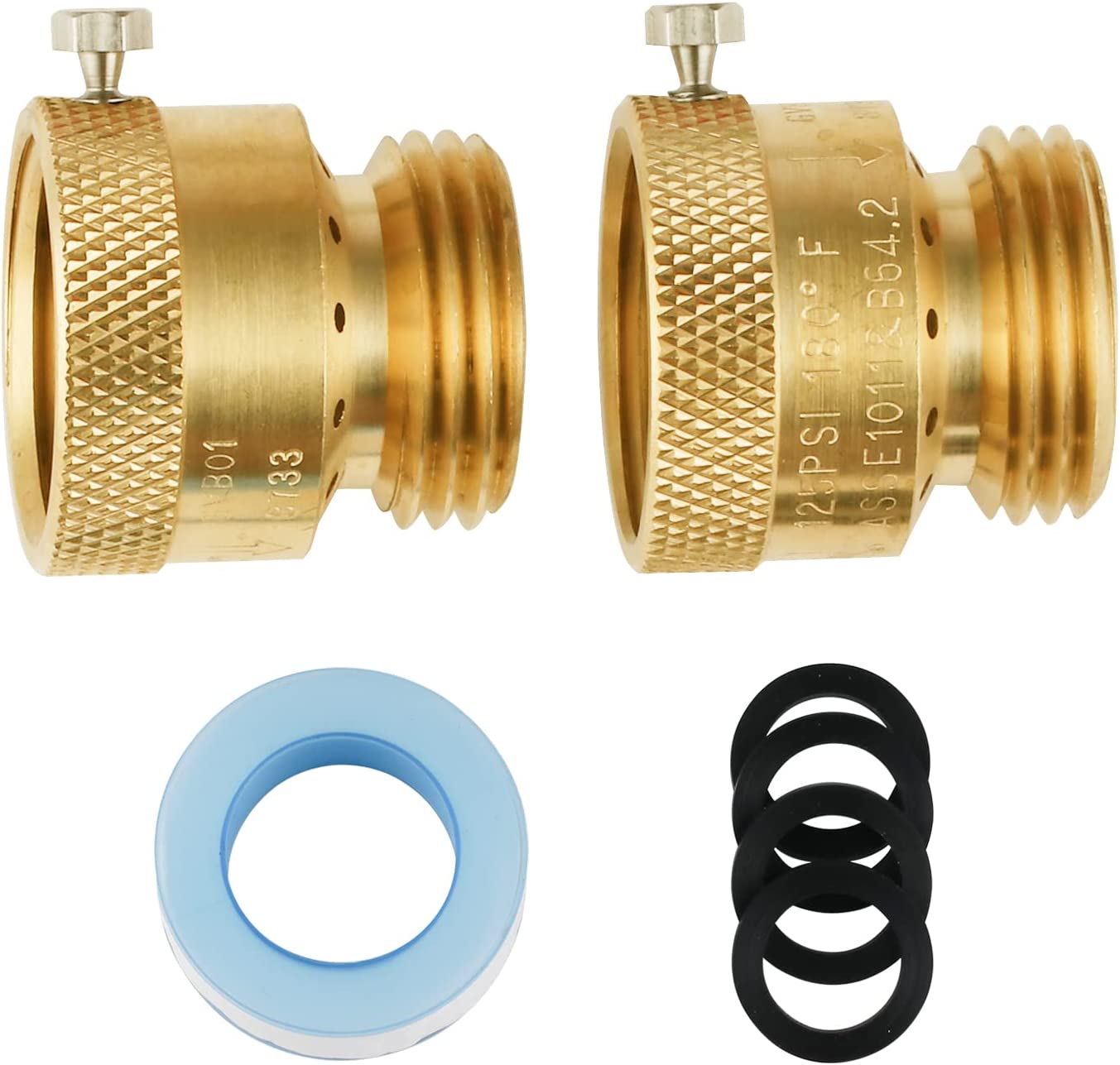 SUNGATOR 2Pack Vacuum Breaker Set, 3/4 Inch GHT Garden Hose Thread AntiSiphon Hose Bib Valve