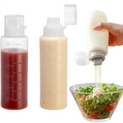 Happon 2 Pcs Squeeze Sauce Bottles,5 Hole Container with Lid, Squeeze Condiment Dispensers Bottles, Seasoning Bottles Dispensers 350ml for Mayonnaise Mustard Sauce Oil Dressing(12oz)