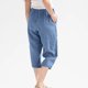 thumbnail image 4 of Puntoco Pantalones De Tubo Con Bolsillo Transpirables Informales De Algodón Y Lino De Color Sólido De Cintura Alta Para Mujer Pantalones Recortados Azul Xxl, Regalo Para Mujer, 4 of 6