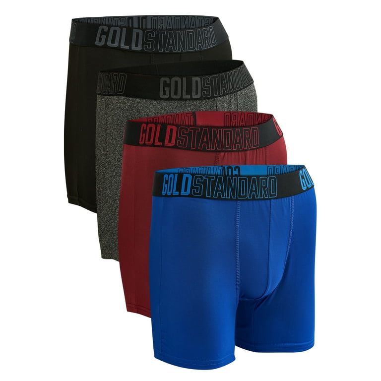 Gold Standard Mens 4-Pack Performance Boxer Briefs Athletic Underwear Black  XXL