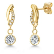 Gem Stone King 14K Yellow Gold Lab Grown Diamond Earrings for Women | 1.05 Cttw | Gemstone April Birthstone | Round 5MM