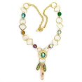 thumbnail image 1 of Gold Brass Necklace with Synthetic Glass Bead in Multi Color for Women Multi Color Stone Color Style LO721 Size 19, 1 of 1