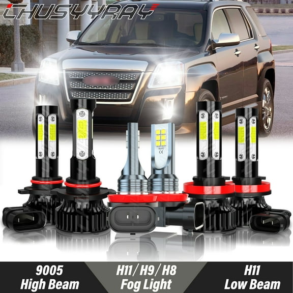 For GMC Terrain 2010-2018 LED Headlight High Low Beam Fog Light Bulbs Upgrade Kit 6000K White Pack of 6