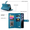 thumbnail image 4 of Allytechgroup Wallet Case for Apple iPhone 11 Pro, 9 Cards Holder + Zipper Pocket + Hand Wrist Shockproof Stand Flip Cover RFID Blocking Phone Case for Women Men, Blue, 4 of 9
