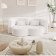 thumbnail image 5 of Tabaray Modern Floor Sofa Bed Full Size, 78"Convertible Teddy Fabric Foam Filled Sleeper Sofa Bed Small Queen,15"H Folding Mattress for Living Room, Guest Bed, Playroom, no assembly required, Beige, 5 of 9