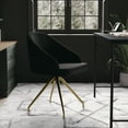 thumbnail image 6 of Martha Stewart Sora Upholstered Stationary Office Chair in Black/Polished Brass, 6 of 14