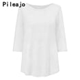 thumbnail image 7 of Pileajo Plus Size Tops for Women Spring Summer 3/4 Sleeve Round Neck Loose Tunics Dressy Casual Floral Top, 7 of 7