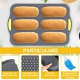 thumbnail image 6 of Silicone Pan, Hot Dog Bun Pan with Oil Brush,6 Gutter Nonstick French Bread Bake Mold, French Bread Loaf Pan for Hot Dog, 6 of 9