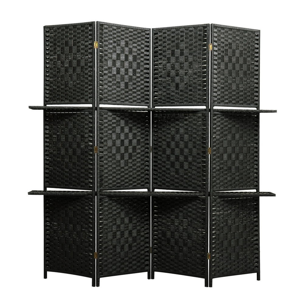 Veryke 5.9 Ft Tall 4 Panel Room Divider with Shelves and Double Hinged