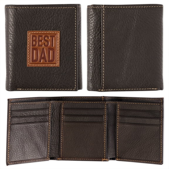 Christian Art Gifts Genuine Leather RFID Bifold Wallet for Men | Best Dad Ever