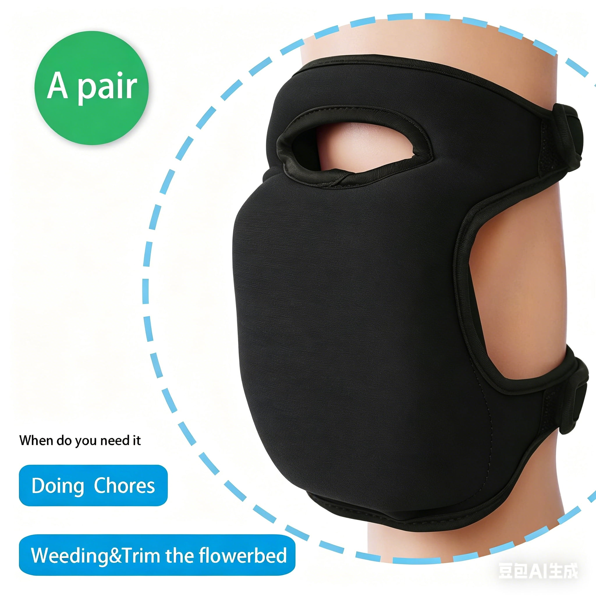 2 Pack Gardening Knee Pads Soft Comfort Kneeler Knee Protective Cushions Ultra Thick Memory Foam Anti-slip Adjustable Knee Braces Kneepads for Gardener Cleaning Kneeling Scrubbing Floors Work Pruning