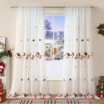 Fmbmuo White Christmas Curtains Santa Claus UV Resistant Semi-Sheer Decorations， Fade Proof 1 pcs Rod Pocket Bohemian Window Curtains， Bedroom/Living Room,84 Inch