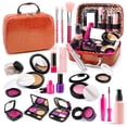 thumbnail image 2 of BYTEWAR Kids Pretend Play Makeup Kit Realistic Fake Cosmetic Play Set 21 Pieces with Portable Case, 2 of 7