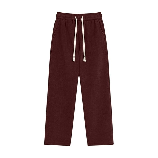 Pantalones de hombre de pana de longitud completa, color liso, cintura elástica, rectos, finos, de terciopelo