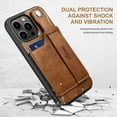 thumbnail image 2 of Feishell for iPhone 15 Pro Max Wallet Case with Card Credit Slot, Hand Wrist Strap Loop Holder Kickstand, Ring Holder PU Leather Camera Protection Shockproof Solid Color Cover, Brown, 2 of 9