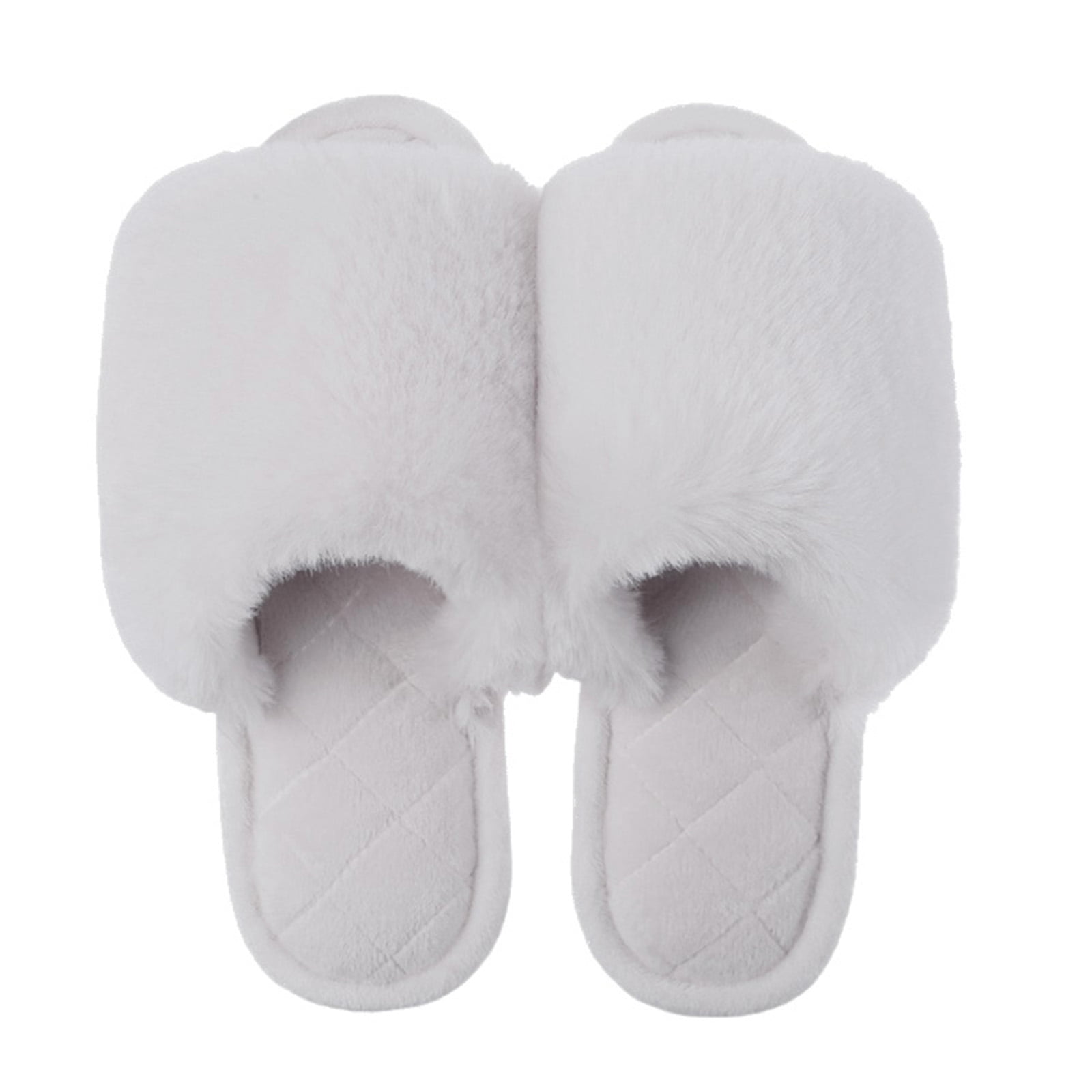 white plush slippers