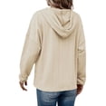 thumbnail image 7 of NFTOEIULA Women Button V Neck Long Sleeve Drawstring Jacquard Hood Sweatshirt, 7 of 7