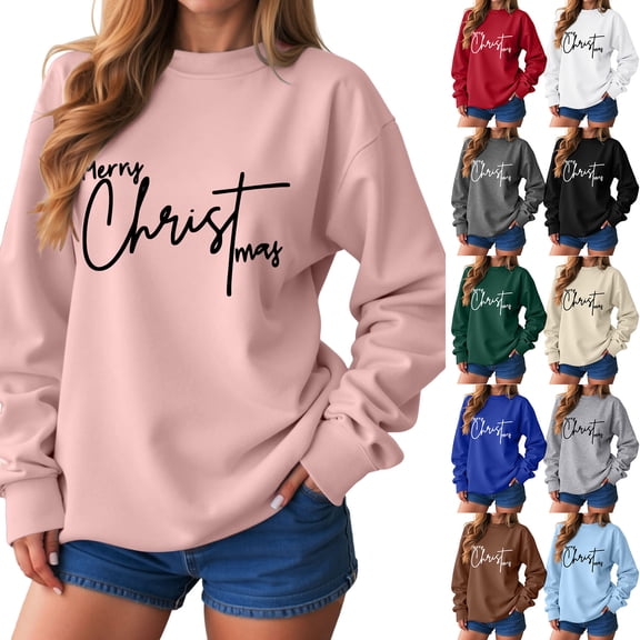 idosla Christian Christmas Sweatshirts for Women Merry Christmas Sweatshirt Jesus Religious Faith Shirts Xmas Pullover Tops (Blue, L)