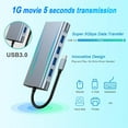 thumbnail image 5 of Duomigo 11-in-1 USB-C Hub Adapter with 4K HDTV, VGA, Type C PD, USB 3.0, RJ45 Ethernet, SD/TF Card Reader, 3.5mm Aux - Docking Station for MacBook Pro/Air, 5 of 8