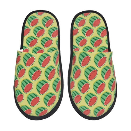 

Sikiie Summer Watermelon Fuzzy Slip-on Slippers Warm Cozy Soft Lightweight Memory Foam Indoor House ShoesMedium