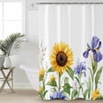 thumbnail image 2 of Small Stall Shower Curtain 48x72 Inch Narrow Half Size Sunflower Bath Curtains Bathroom Decor Yellow Purple Summer Botanical Rustic Waterproof Fabric Shower Curtain Set with Hooks 48 Inch, 2 of 6