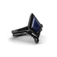 thumbnail image 3 of Unique Kite Cut Blue Sandstone Engagement Ring Set in 14K Black Gold Vermeil- Black Diamond Ring with Marquise Shape Wedding Band Bridal Ring Set Women, 3 of 3