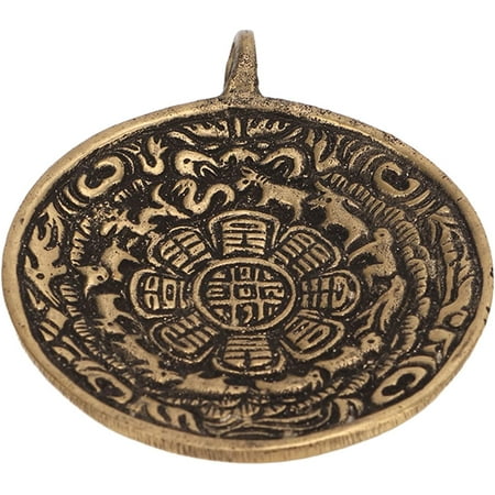 

Yazoeiaing Brass Round Amulet Pendant Nepalese Gossip Style Brass Round Lucky Rope Hole Design Decorative Hanging Pendant for Rearview Mirror STF-139