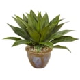 thumbnail image 1 of Nearly Natural Agave Artificial Plant in Glazed Clay Pot, Green, 1 of 2