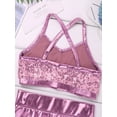 thumbnail image 5 of iiniim Kids Girls Shiny Metallic 2 Piece Dance Sports Gym Outfit Crop Top with Shorts Gymnastics Swimwear Activewear, 5 of 7