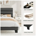 thumbnail image 5 of Amolife Twin Bed Frame, Platform Bed Frame with Fabric Upholstered Slat Headboard, Dark Grey, 5 of 7