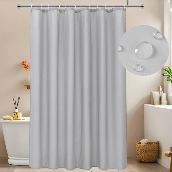 Inosoo Fabric Shower Curtain Liner, 72"Wx72"H Water Repellent Cloth Shower Curtain with Grommets & Hooks, Light Gray