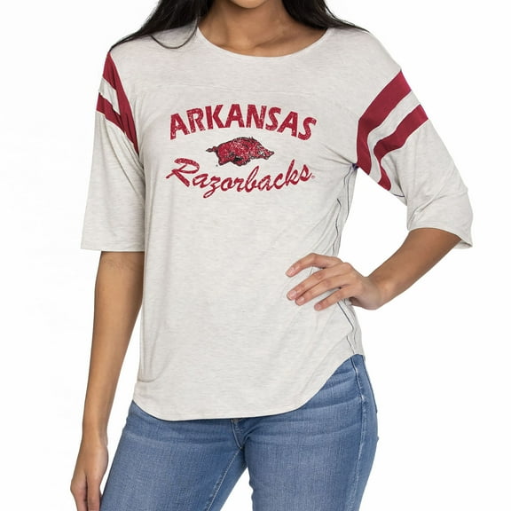 Women's Gray Arkansas Razorbacks Sabrina Jersey T-Shirt