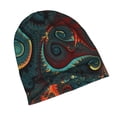 thumbnail image 4 of Beanie Hats for Men and Women, Green Mysterious Spiral Fractal Patterns Adult Unisex Knit Hat Winter Warm Skull Cap, 4 of 7
