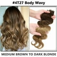 thumbnail image 2 of MY-LADY Tape in Natural Russian Human Hair Extensions Curly Ombre Glue Highlight Hairpiece 20PCS 20" #4T27 Medium Brown to Dark Blonde, 2 of 10