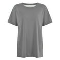 thumbnail image 4 of MIXUE Womens Summer Tops Solid Color Round Neck Short Sleeve Plus Size Fashion Tee Shirts Activewear,Beige,S, 4 of 4