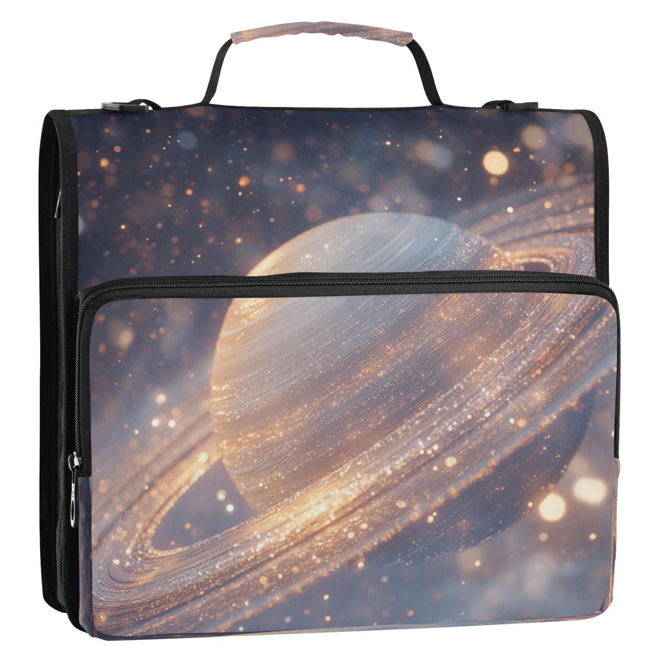YAZAOO Zipper Binder trapper keeper Documents Organized Design Saturn's Glow Printed