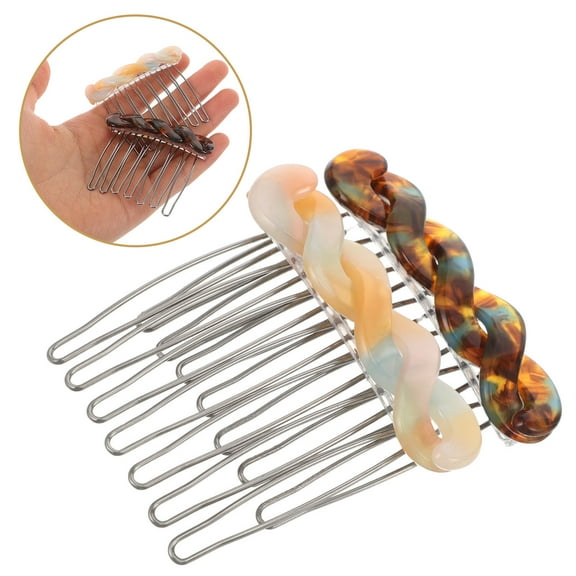 FRCOLOR 2pcs French Hair Side Combs For Women Bun Small Twist Hair Decorative Strong Hold Clips Hair Combs For Women Bun Hairstyle