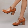 thumbnail image 6 of SACFOF Chunky Heel Ankle Strap Pumps for Women Closed Round Toe Comfortable 3 Inches Low Heel Mary Janes Leather Dress Shoes Office Working Party Event Prom Business, 6 of 6