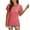 Pink, variant on Lovskoo Summer Tops for Women 2024 V Neck Short Sleeve Solid Color Casual Pleated T Shirt with Ruffled Sleeves Loose Top Shirt Green