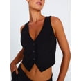 thumbnail image 3 of Womens Button Down Vests Top Summer Casual Crop Tank Tops Sleeveless Blazer Suit Waistcoat Jacket, 3 of 7