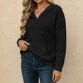 thumbnail image 6 of DailyTrove Women Cable Knit Henley Hooded Sweatshirt With Kangaroo Pocket Long Sleeve Tops, 6 of 8