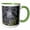 Green/White, variant on 3drose, Great Gray Owl in Snowstorm, Yellowstone Np, Wyoming, 11oz Two-tone Black Mug